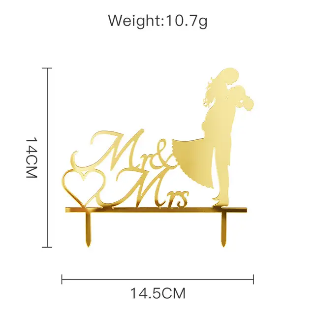 Mr and Mrs Cake Topper (Gold)