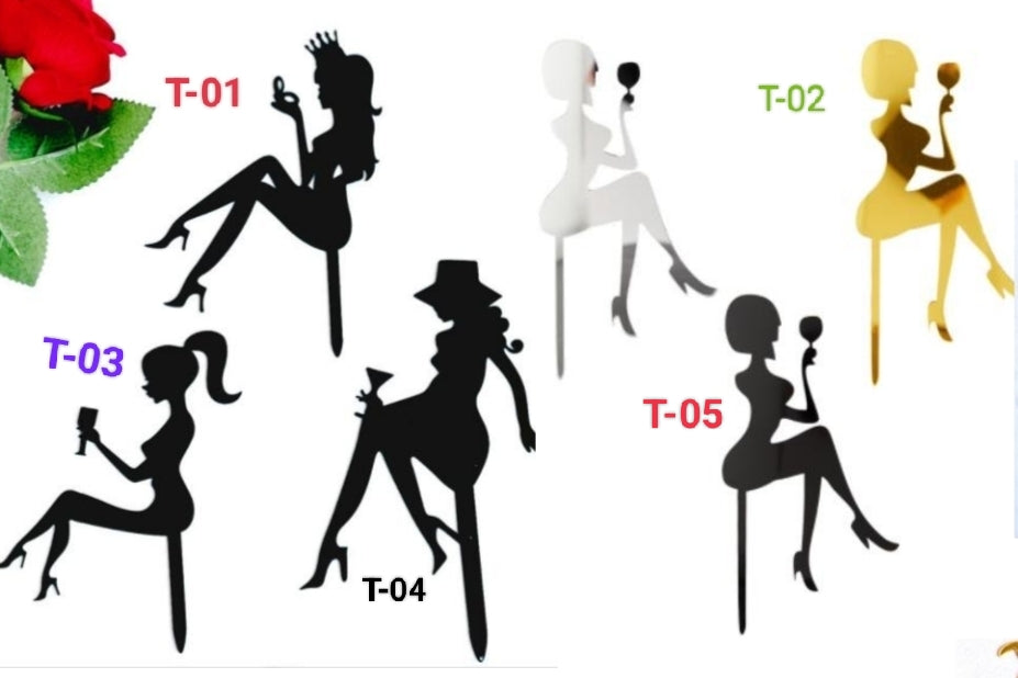 High Heels Lady Acrylic Silhouette Cake Topper